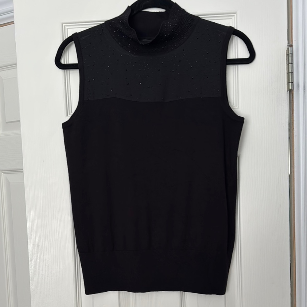 Cable & Gauge Black Sleeveless Knit Blouse Medium